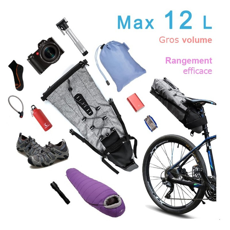 Sacoche De Selle Bikase Packer Medium 550ci - Bikepacking - Noir, Imperméable