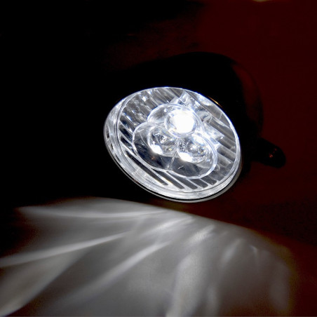 Lampe Vélo Avant LED Style Rétro - Chrome, Coque Métal, éclairage Sécurité Classique