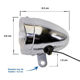 Eclairage vélo phare avant à dynamo couleur noir - Maxi pièces vélo