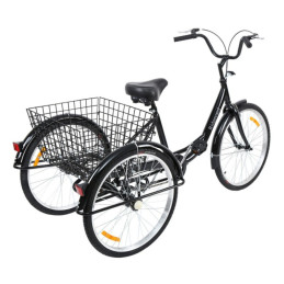 Tricycle Adulte de 24 Pouces 1 vitesse Noir