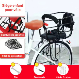Siège Enfant Vélo Universel Avec Accoudoirs Et Repose-pieds – Confort Et Sécurité