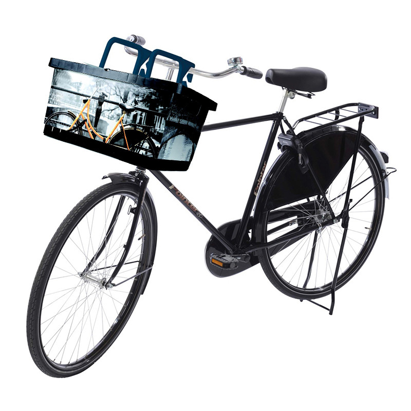 Panier Vélo Vintage Métal Blanc - Avec Poignée Et Support De Fixation