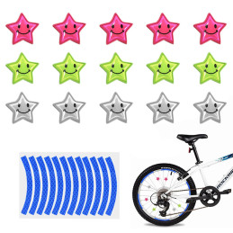 Réflecteur de rayon vélo en forme d'étoiles - 15 pièces