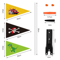 Assortiment de drapeau vélo avec 3 fanions originaux