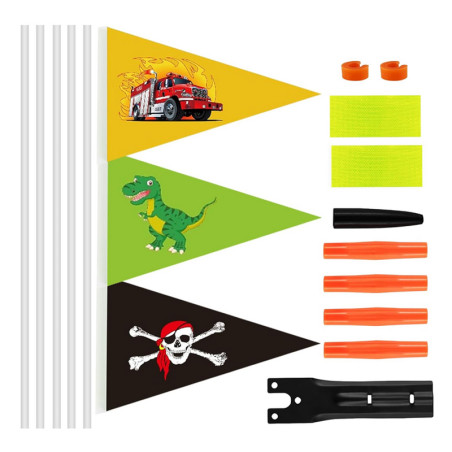 Ensemble de drapeau de sécurité pour vélo et remorque