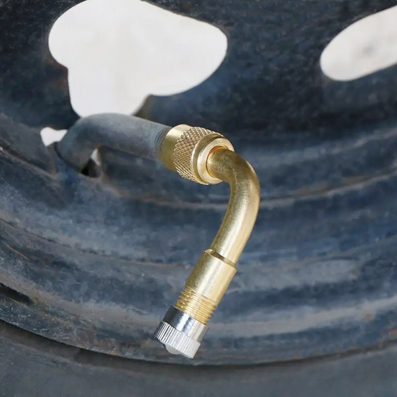Adaptateur coudé avec bouchon pour valve schrader de vélo - Sport