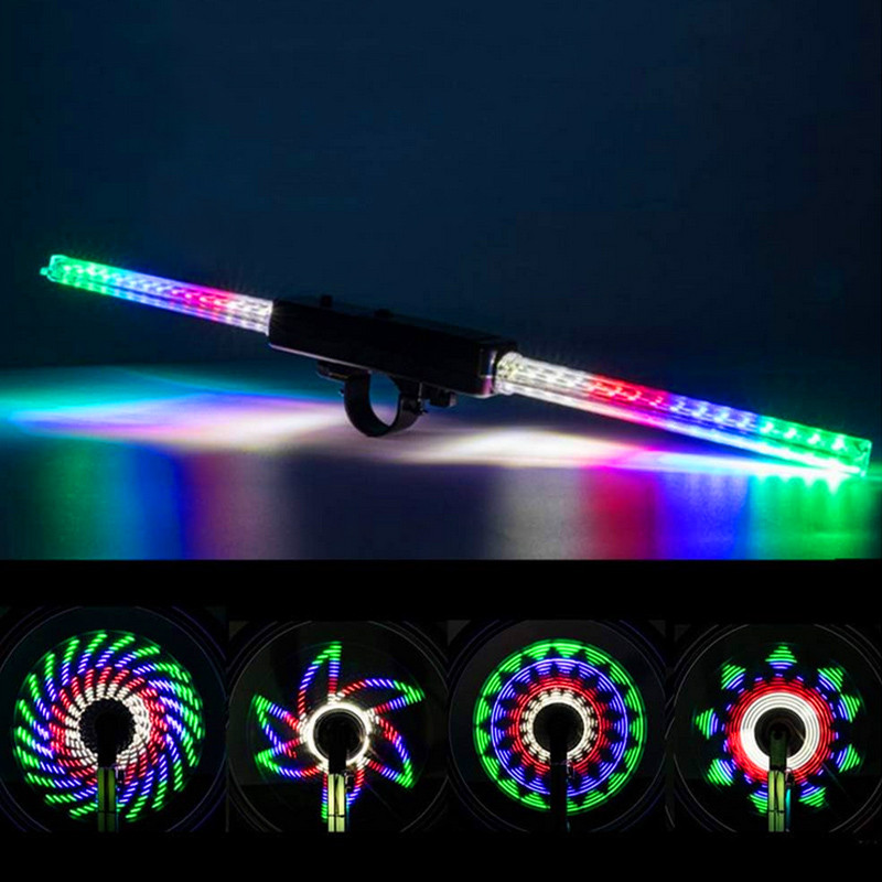 Feux de roue de vélo 64 LED étanches 30 modes d'éclairages