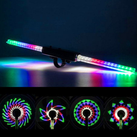 Feux de roue de vélo 64 LED étanches 30 modes d'éclairages