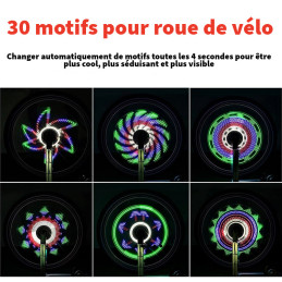 Lumières de roue de vélo étanches à 64 LED 30 modes d'éclairages