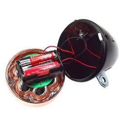 Eclairage vélo rétro à pile sur fourche noir et cuivre