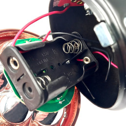 Eclairage vélo rétro à pile sur fourche noir et cuivre