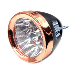 Eclairage vélo rétro à pile sur fourche noir et cuivre