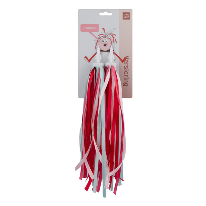 Ruban à franges pour vélo guidon Enfant - Rouge et rose
