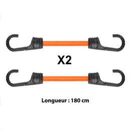Lot de 2 sandows Ø8mm x 180 cm à crochet - orange