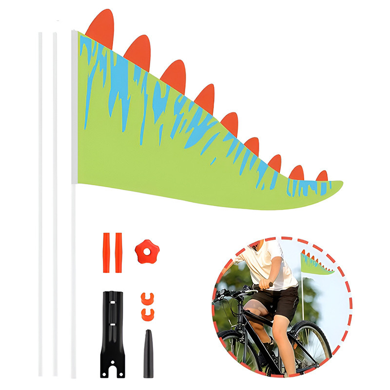 Drapeau de sécurité vélo enfant - Dinosaure