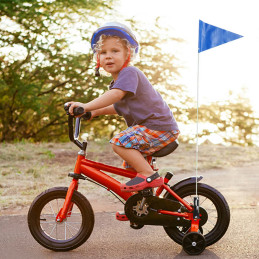 M-Wave Fanion de sécurité vélo bleu avec mat 1,80 m