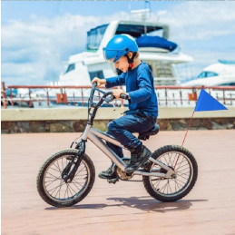 Drapeau de sécurité 1,80 m pour vélo avec fanion bleu
