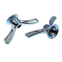 Paire De Papillons De Serrage Roue Vélo Vintage - Alu DFV, 8 Mm, Argent